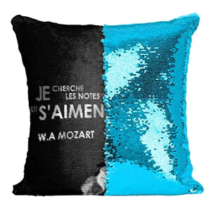 Housse de coussin Mozart turquoise