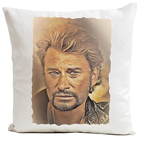 Housse de coussin Johnny Hallyday coton