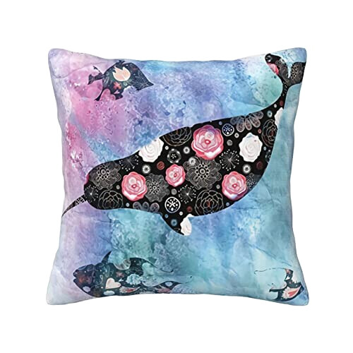 Housse de coussin Baleine noir 30.5x30.5 cm