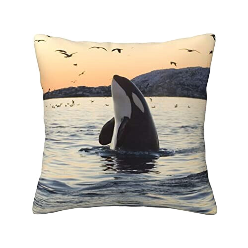 Housse de coussin Baleine noir 30.5x30.5 cm