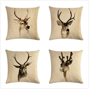 Housse de coussin Cerf 4 pièces 45x45 cm