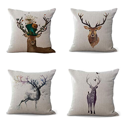 Housse de coussin Cerf 4 pièces 45x45 cm