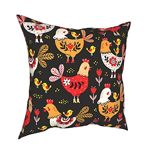 Housse de coussin Coq noir 30.5x30.5 cm