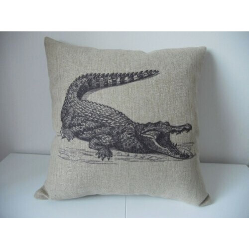 Housse de coussin Crocodile beige coton 46x46 cm