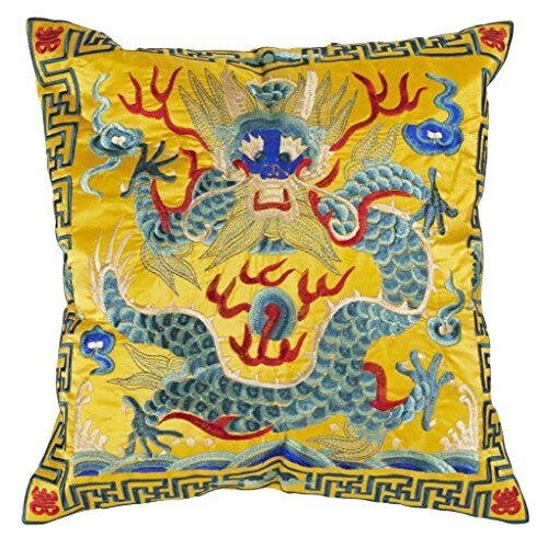 Housse de coussin Dragon jaune 40x40 cm