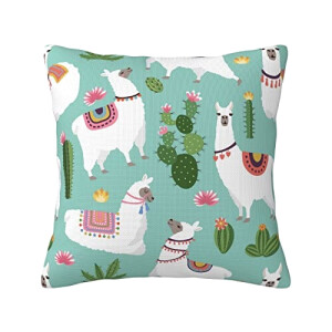 Housse de coussin Lama l cactus fleur plante