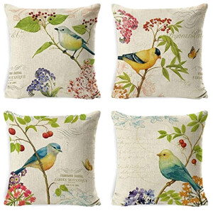 Housse de coussin Oiseau 4 pièces 45x45 cm