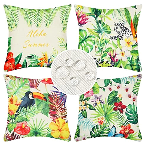 Housse de coussin Oiseau suer 4 pièces 45x45 cm