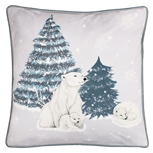 Housse de coussin Ours bleu 45x45 cm