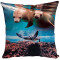 Housse de coussin Phoque bleu coton 40x40 cm - miniature