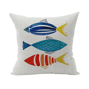 Housse de coussin Poisson multicolore