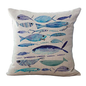Housse de coussin Poisson coton 45x45 cm