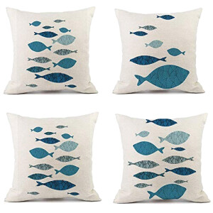 Housse de coussin Poisson bz 4 pièces 45x45 cm
