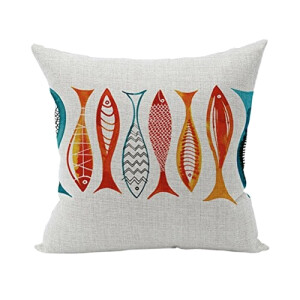 Housse de coussin Poisson multicolore