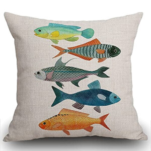 Housse de coussin Poisson multi 45x45 cm