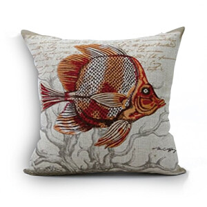 Housse de coussin Poisson jaune coton 45x45 cm
