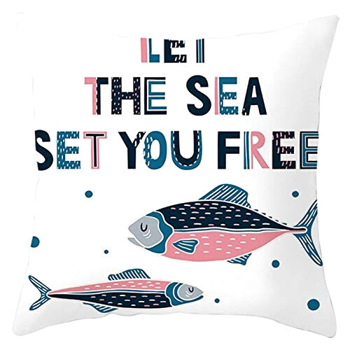 Housse de coussin Poisson style coton 40x40 cm