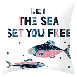 Housse de coussin Poisson style coton 40x40 cm