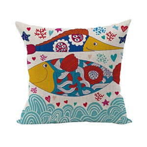 Housse de coussin Poisson coton