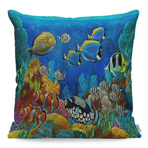 Housse de coussin Poisson multi-a 45x45 cm