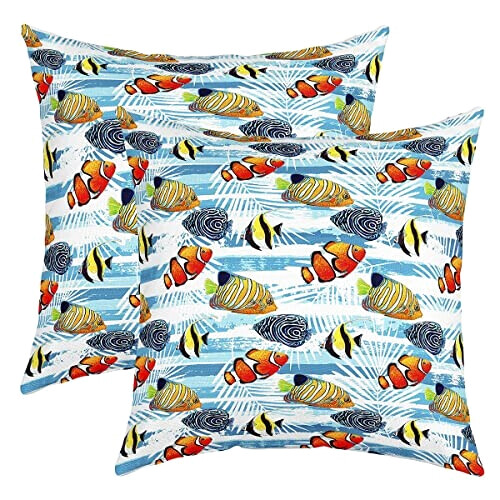 Housse de coussin Poisson multi 2 pièces 55x55 cm