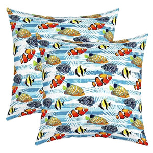 Housse de coussin Poisson multi 2 pièces 55x55 cm