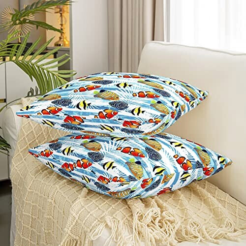 Housse de coussin Poisson multi 2 pièces 55x55 cm variant 1 