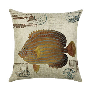 Housse de coussin Poisson coton 45x45 cm