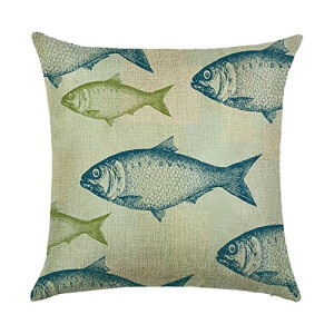Housse de coussin Poisson coton 45x45 cm