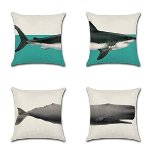 Housse de coussin Requin coton 4 pièces 45x45 cm