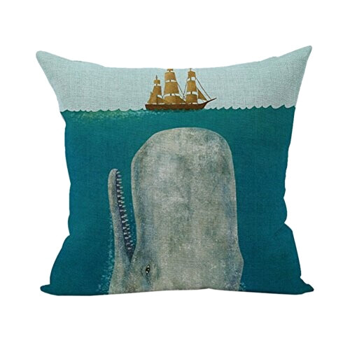 Housse de coussin Requin bleu coton