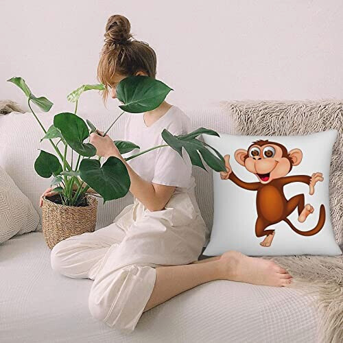 Housse de coussin Singe coquin variant 6 