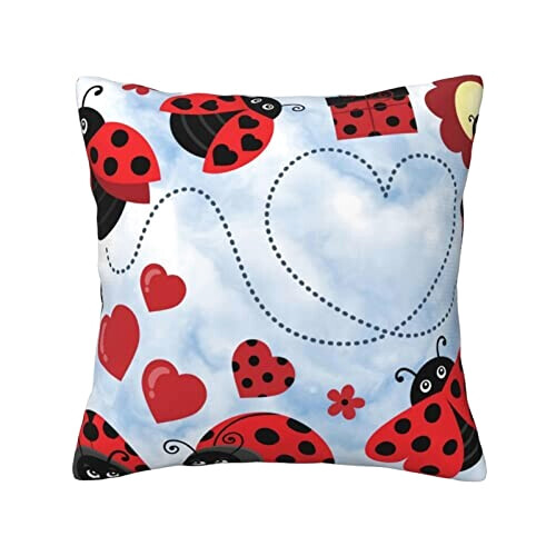 Housse de coussin Coccinelle noir 30.5x30.5 cm