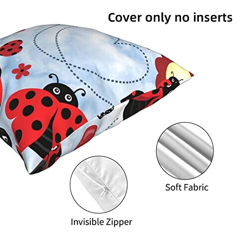 Housse de coussin Coccinelle noir 30.5x30.5 cm variant 3 