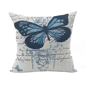 Housse de coussin Papillon bleu coton 45x45 cm