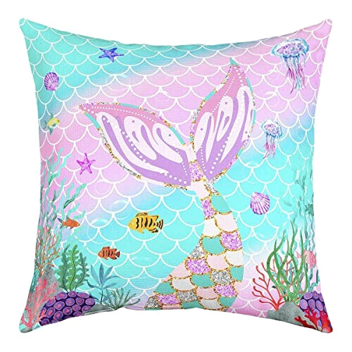 Housse de coussin Sirène multi 40x40 cm