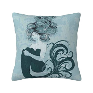 Housse de coussin Sirène bleu