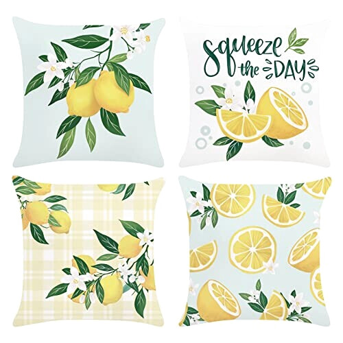 Housse de coussin Citron 4 pièces 45x45 cm