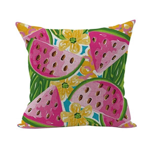Housse de coussin Pastèque multicolore coton 45x45 cm