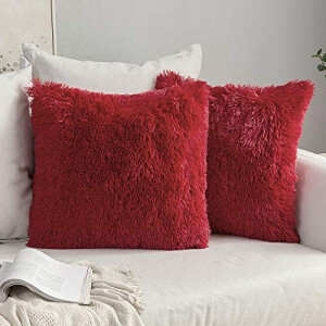 Housse de coussin rouge vin 2 pièces 45x45 cm