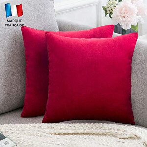 Housse de coussin rouge framboise 2 pièces 40x40 cm