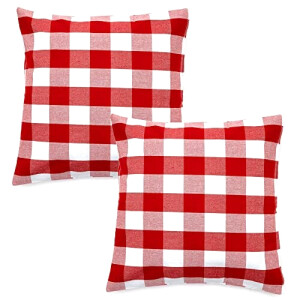 Housse de coussin rouge coton 2 pièces 50x50 cm