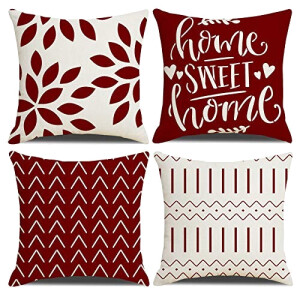Housse de coussin rouge vin 4 pièces 40x40 cm