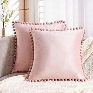 Housse de coussin rose poudré 2 pièces 40x40 cm