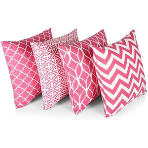 Housse de coussin rose coton 45x45 cm
