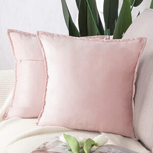 Housse de coussin rose clair 2 pièces 55x55 cm