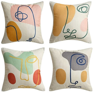 Housse de coussin rose couleuré 4 pièces 45x45 cm