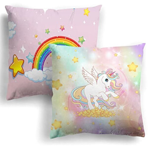 Housse de coussin rose licorne 2 pièces 45x45 cm