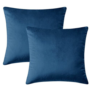 Housse de coussin bleu marine 2 pièces 46x46 cm