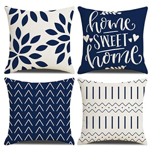 Housse de coussin bleu marin 4 pièces 40x40 cm